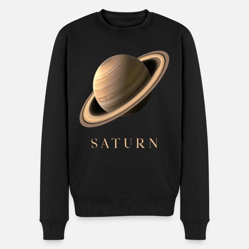 Saturn Planet Weltraum Kosmologie Astronomie - Männer Premium Bio Pullover - Schwarz