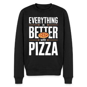 Alles Ist Besser Mit Pizza - Lustiges Pizza - Männer Premium Bio Pullover - Schwarz - Vorne - Nico (187cm)