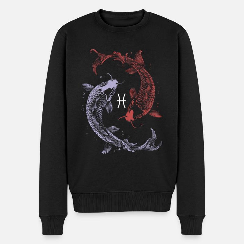 Sternzeichen Pisces Fische Symbol Astrologie - Männer Premium Bio Pullover - Schwarz