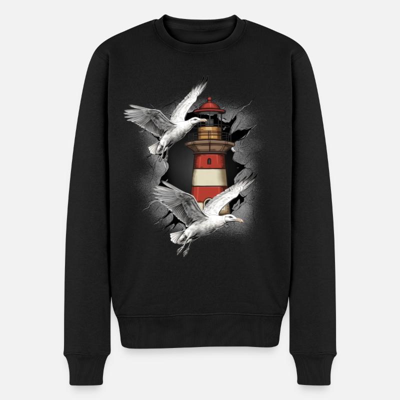 Leuchttürme Leuchtturm Möwe Möwen - Männer Premium Bio Pullover - Schwarz