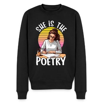 Poetry Lover She Is The Poetry Journaling Reader - Männer Premium Bio Pullover - Schwarz - Vorne - Nico (187cm)