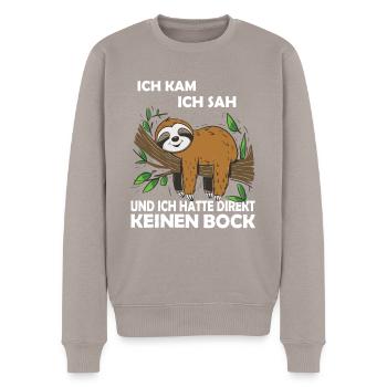 Lustiges Faultier, keine Lust - Männer Premium Bio Pullover - Taupe - Vorne - Nico (187cm)