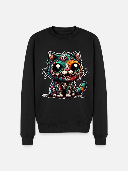 Cat Zombie Monster Halloween - Men's Premium Organic Jumper - black