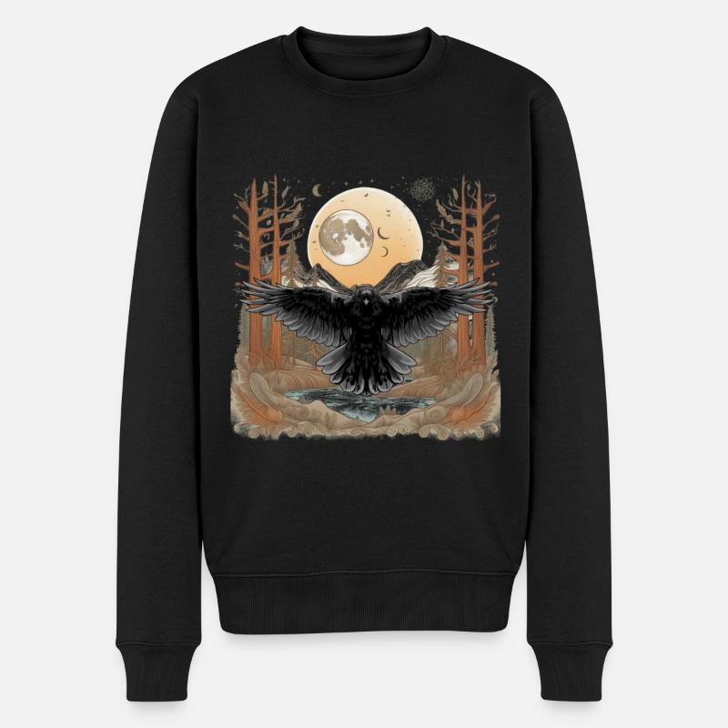 Raben Krähen Wildnis Natur Krähe Rabe - Männer Premium Bio Pullover - Schwarz