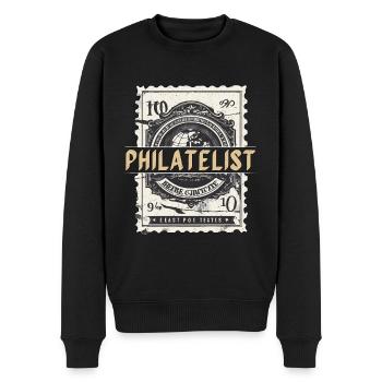 Stamp Collector Philatelist Loves Stamp Collecting - Men's Premium Organic Jumper - black - Front - Nico (187cm)