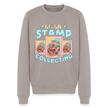 Stamp Collector Let's Talk Stamp Lover Philately - Men's Premium Organic Jumper - taupe - Front - Nico (187cm)