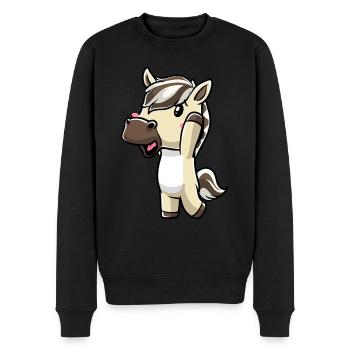 Fjordpferd Kawaii Emoticon - Männer Premium Bio Pullover - Schwarz - Vorne - Nico (187cm)