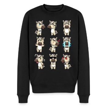 Fjordpferd Kawaii - Männer Premium Bio Pullover - Schwarz - Vorne - Nico (187cm)