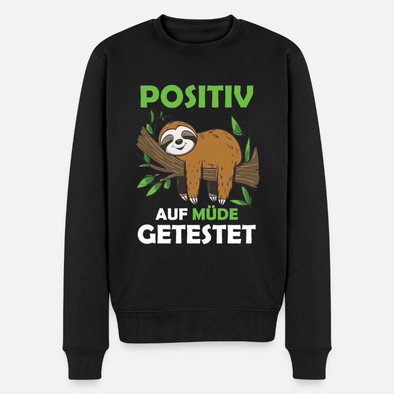 Lustiges Faultier, keine Lust - Männer Premium Bio Pullover - Schwarz