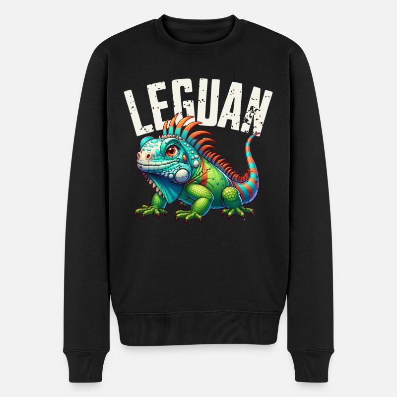 Leguan - Männer Premium Bio Pullover - Schwarz