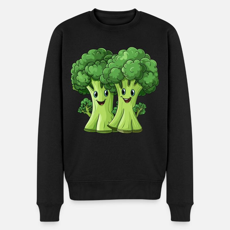 Brokkoli Pärchen - Männer Premium Bio Pullover - Schwarz