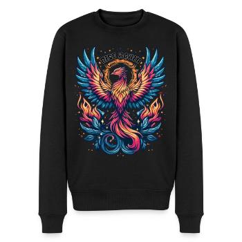 Phönix - Erhebe dich erneut. Vogel, Phönixflammen, - Männer Premium Bio Pullover - Schwarz - Vorne - Nico (187cm)