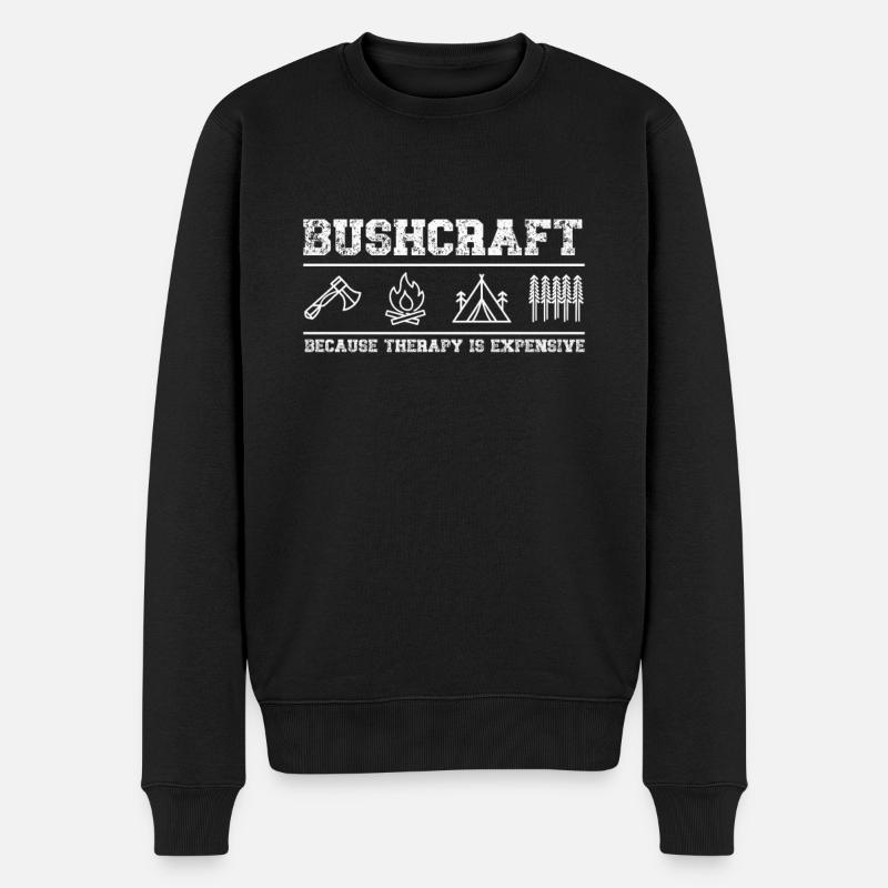 Bushcraft Because therapy is expensive - Männer Premium Bio Pullover - Schwarz