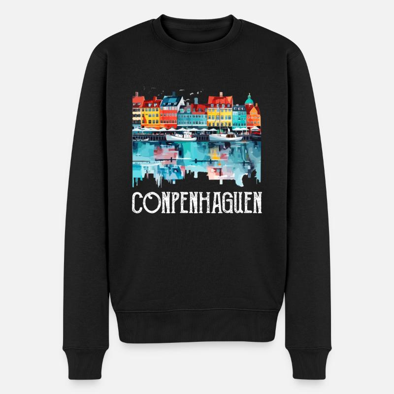 Copenhagen Denmark - Männer Premium Bio Pullover - Schwarz