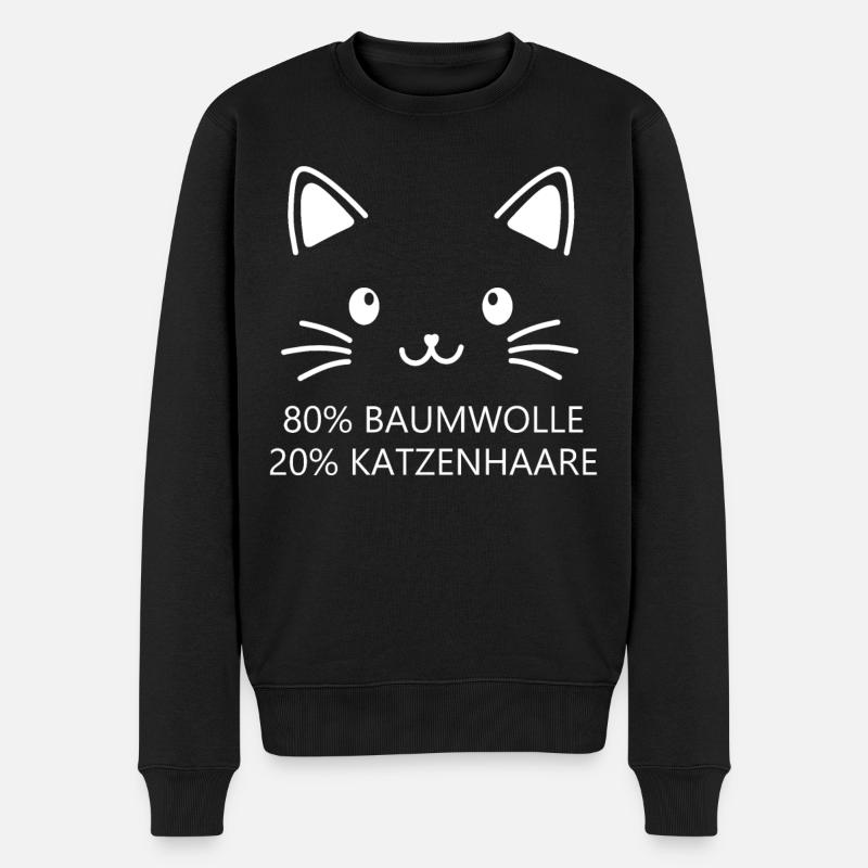Katzen Gesicht 80% Baumwolle und 20% Katzenhaare - Männer Premium Bio Pullover - Schwarz