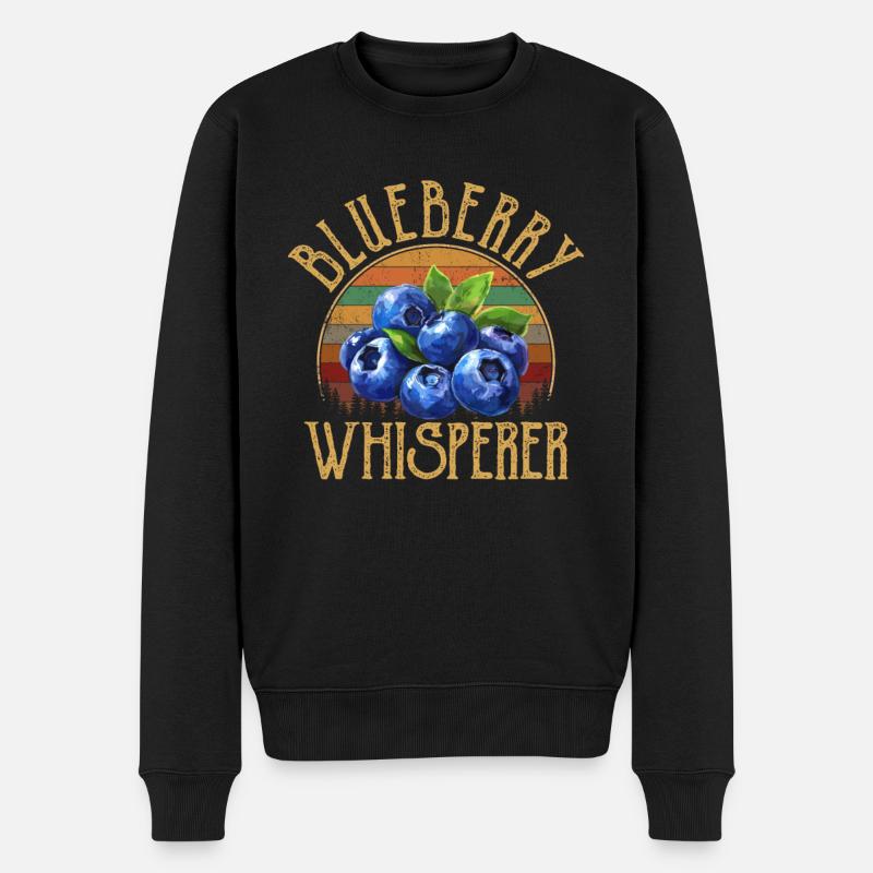 blueberry whisperer, blueberry - Männer Premium Bio Pullover - Schwarz