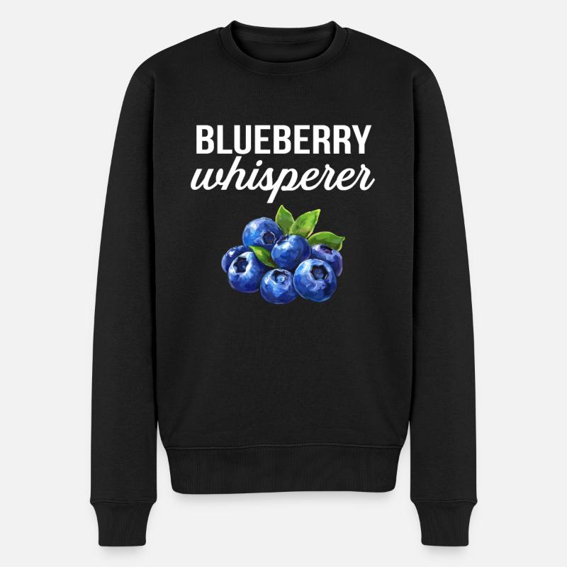 blueberry whisperer, blueberry - Männer Premium Bio Pullover - Schwarz