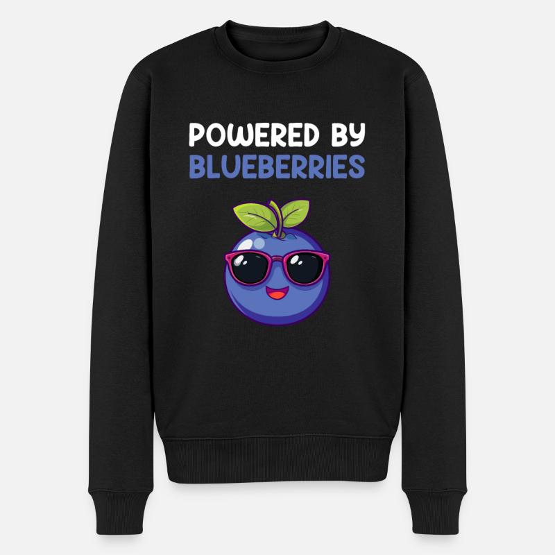 powered by blueberries, blueberry - Männer Premium Bio Pullover - Schwarz