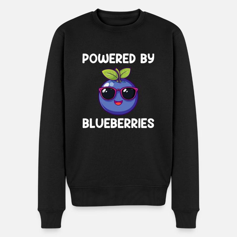 powered by blueberries, blueberry - Männer Premium Bio Pullover - Schwarz