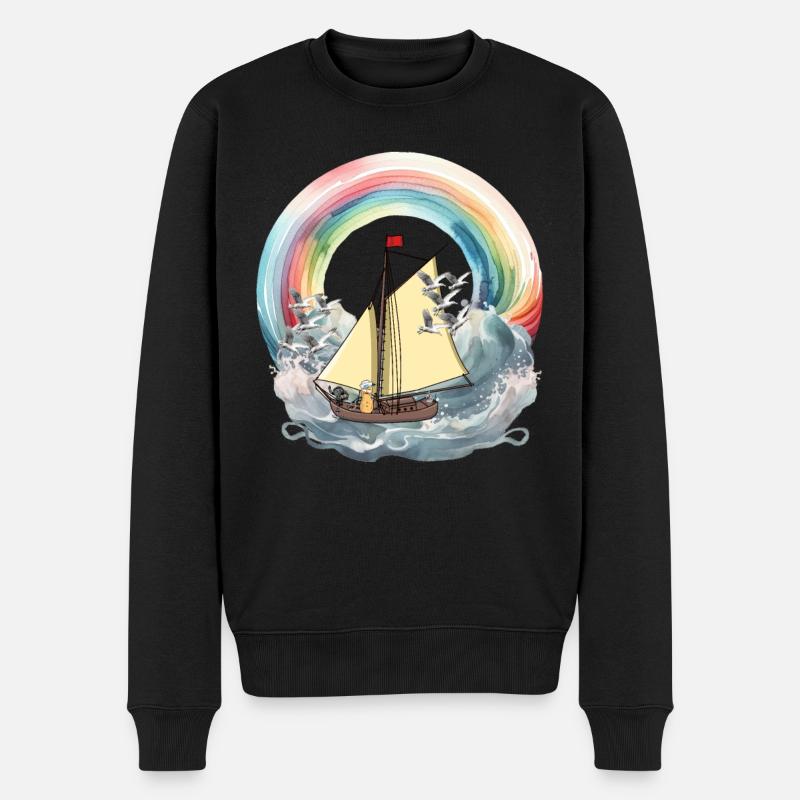 Erdnuss Boot Boote Regenbogen Schiff segeln Nuss - Männer Premium Bio Pullover - Schwarz
