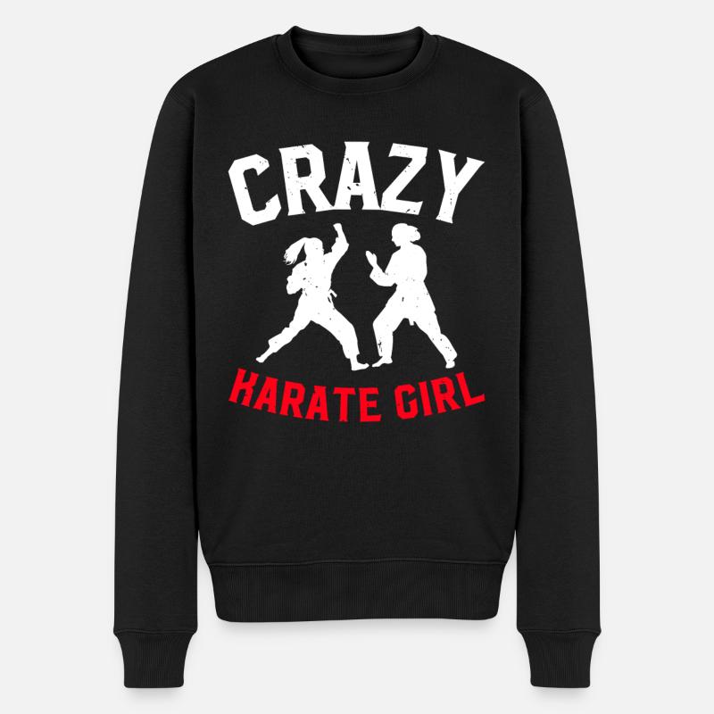 Crazy Karate Girl Karate Fighter - Männer Premium Bio Pullover - Schwarz