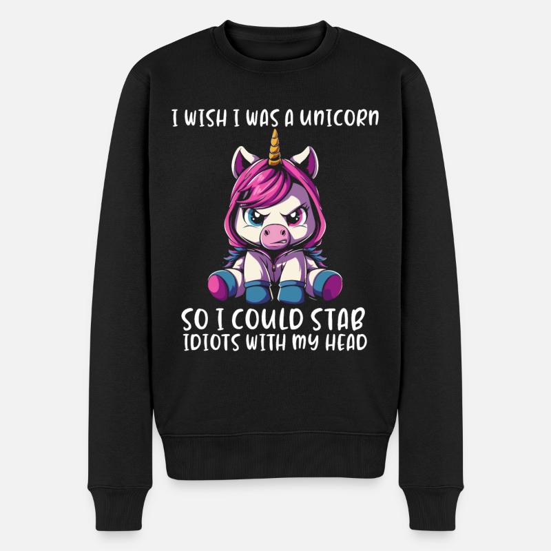 I Wish Was A Unicorn - Männer Premium Bio Pullover - Schwarz