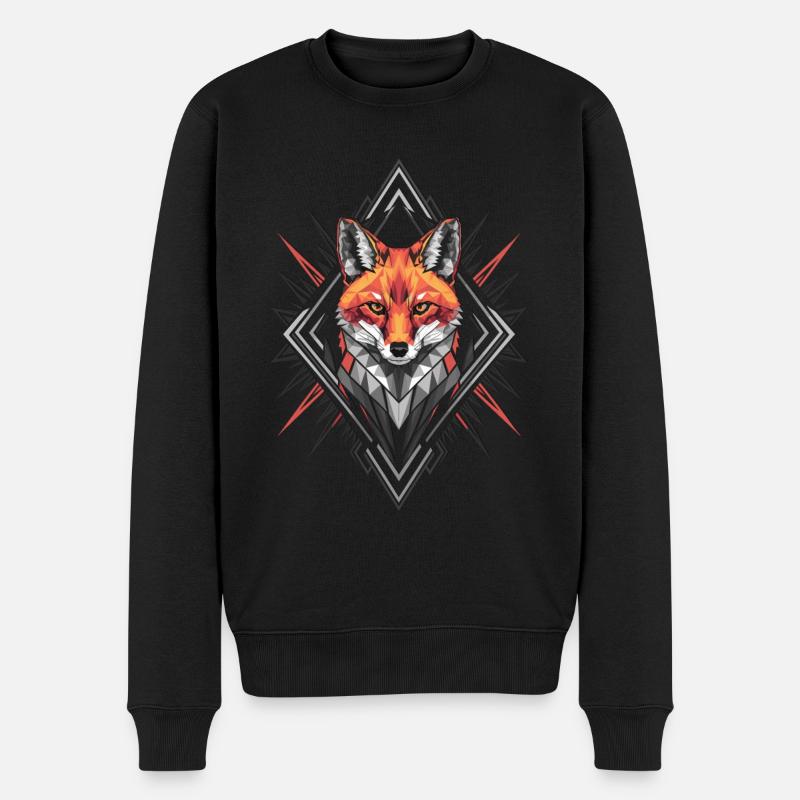 Oeuvre géométrique de renard - Pull Premium bio Homme - noir