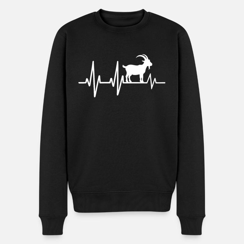 Heartbeat Design mit Ziege - Männer Premium Bio Pullover - Schwarz