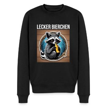 Waschbär mit Bier Lecker Bierchen Bier Meme - Männer Premium Bio Pullover - Schwarz - Vorne - Nico (187cm)