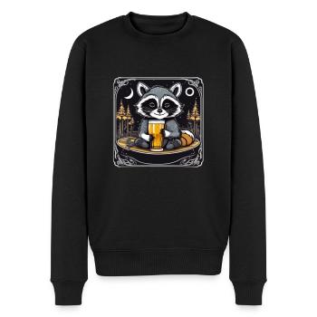 Waschbär mit Bier Lecker Bierchen Bier Meme - Männer Premium Bio Pullover - Schwarz - Vorne - Nico (187cm)