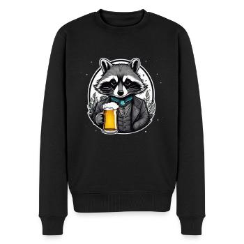 Waschbär mit Bier Lecker Bierchen Bier Meme - Männer Premium Bio Pullover - Schwarz - Vorne - Nico (187cm)