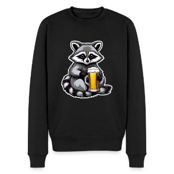 Waschbär mit Bier Lecker Bierchen Bier Meme - Männer Premium Bio Pullover - Schwarz - Vorne - Nico (187cm)