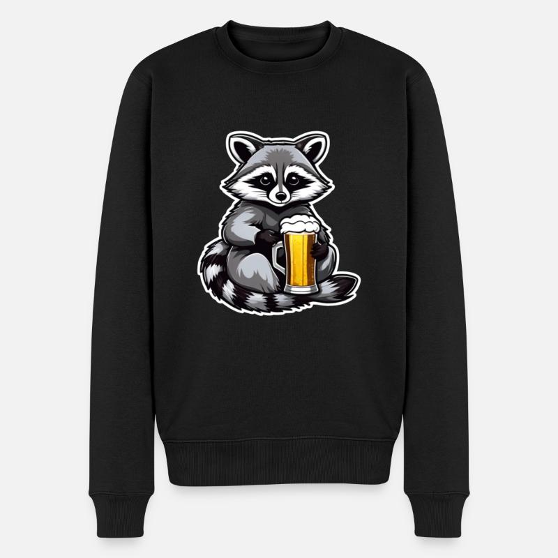 Waschbär mit Bier Lecker Bierchen Bier Meme - Männer Premium Bio Pullover - Schwarz