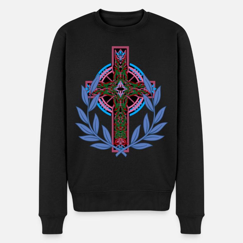 Kreuz Kreuze Kruzifix - Männer Premium Bio Pullover - Schwarz
