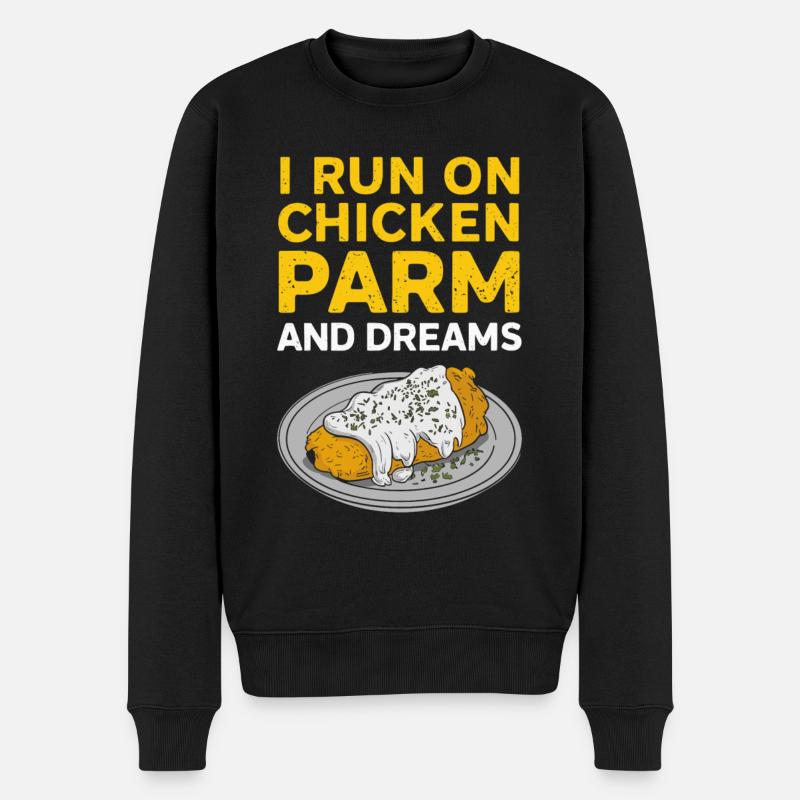Ich Lebe Von Chicken Parm Und Träumen - Männer Premium Bio Pullover - Schwarz