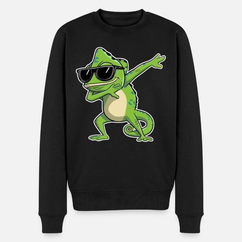 Chamäleon Dabbing mit Sonnenbrille - Männer Premium Bio Pullover - Schwarz