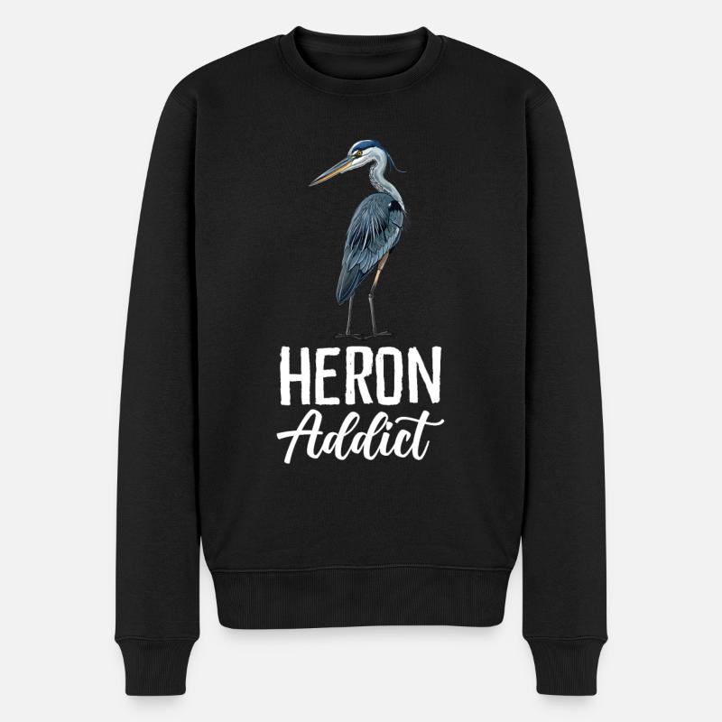 Heron Addict - Männer Premium Bio Pullover - Schwarz