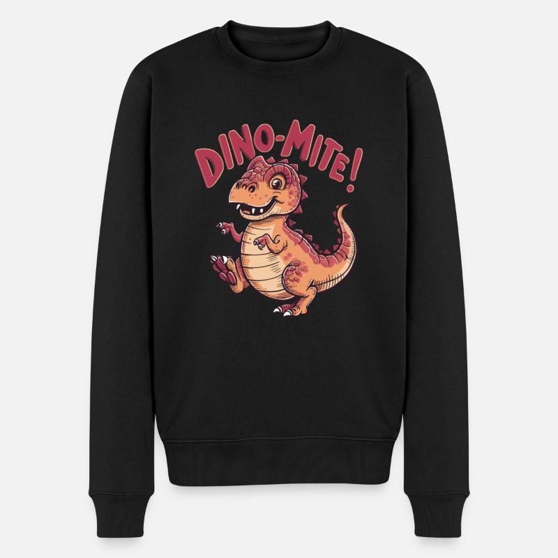Dino mit lustiges Kinder Design - Männer Premium Bio Pullover - Schwarz