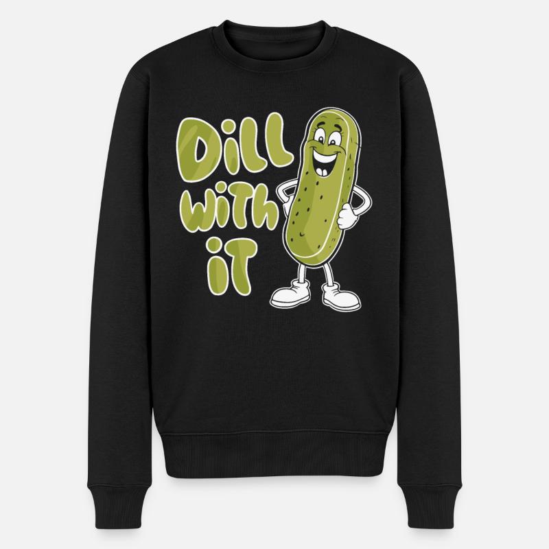 Dill Damit Lustige Gurke Cartoon - Männer Premium Bio Pullover - Schwarz