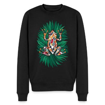 Coqui Frosch Puerto Rico Tropisches Kunstwerk - Männer Premium Bio Pullover - Schwarz - Vorne - Nico (187cm)