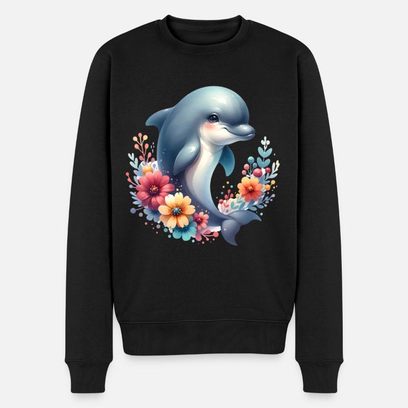 Delfin - Männer Premium Bio Pullover - Schwarz