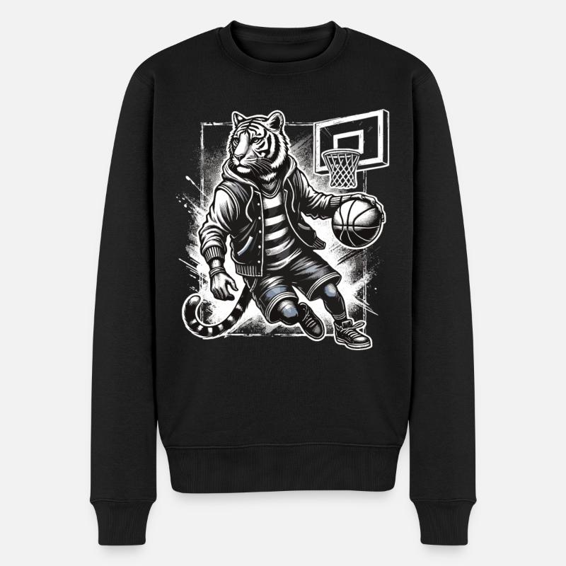 Street Style Basketball Tiger - Männer Premium Bio Pullover - Schwarz