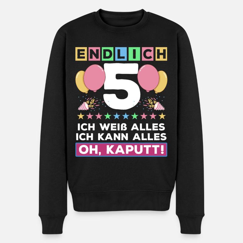 5. Geburtstag Endlich 5 Jahre Ich Weiß Alles - Männer Premium Bio Pullover - Schwarz