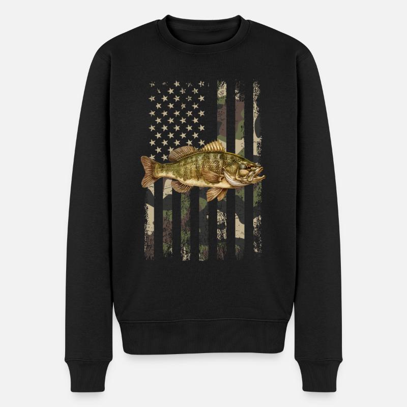 Smallmouth bass - Männer Premium Bio Pullover - Schwarz