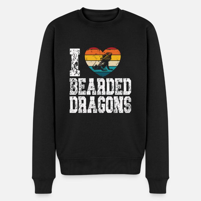 J’adore les dragons barbus - Pull Premium bio Homme - noir