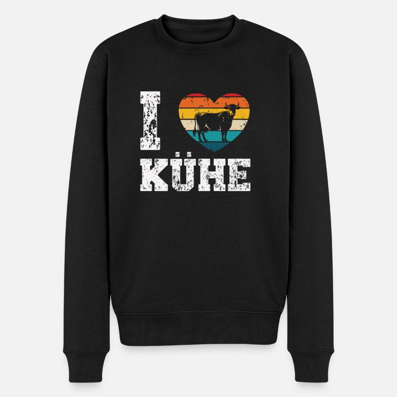 Ich mag Kühe - Männer Premium Bio Pullover - Schwarz