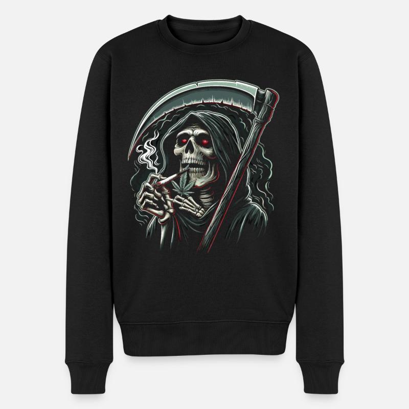 Der berauschte Sensenmann im Mondlicht - Männer Premium Bio Pullover - Schwarz