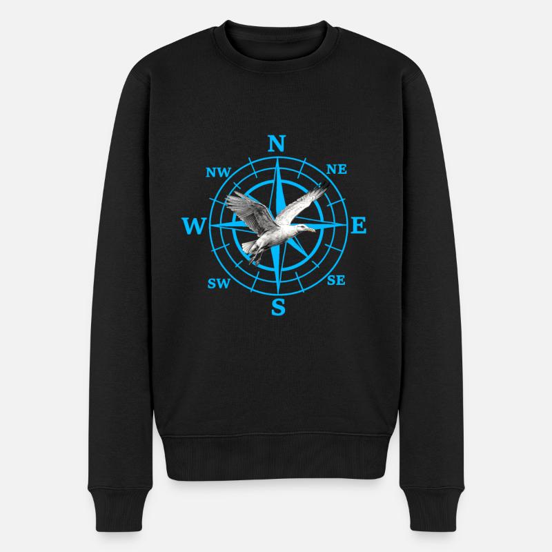 Cardinal Direction Kompas Rose des vents Mouette Maritime - Pull Premium bio Homme - noir