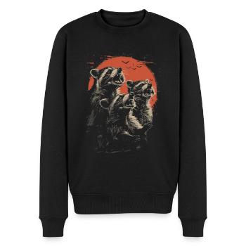 3 ratons laveurs lune drôle de ratons laveurs conception graphique - Pull Premium bio Homme - noir - Devant - Nico (187cm)