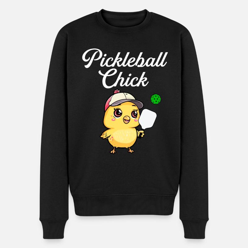 Pickleball Chick, funny pickleball - Männer Premium Bio Pullover - Schwarz